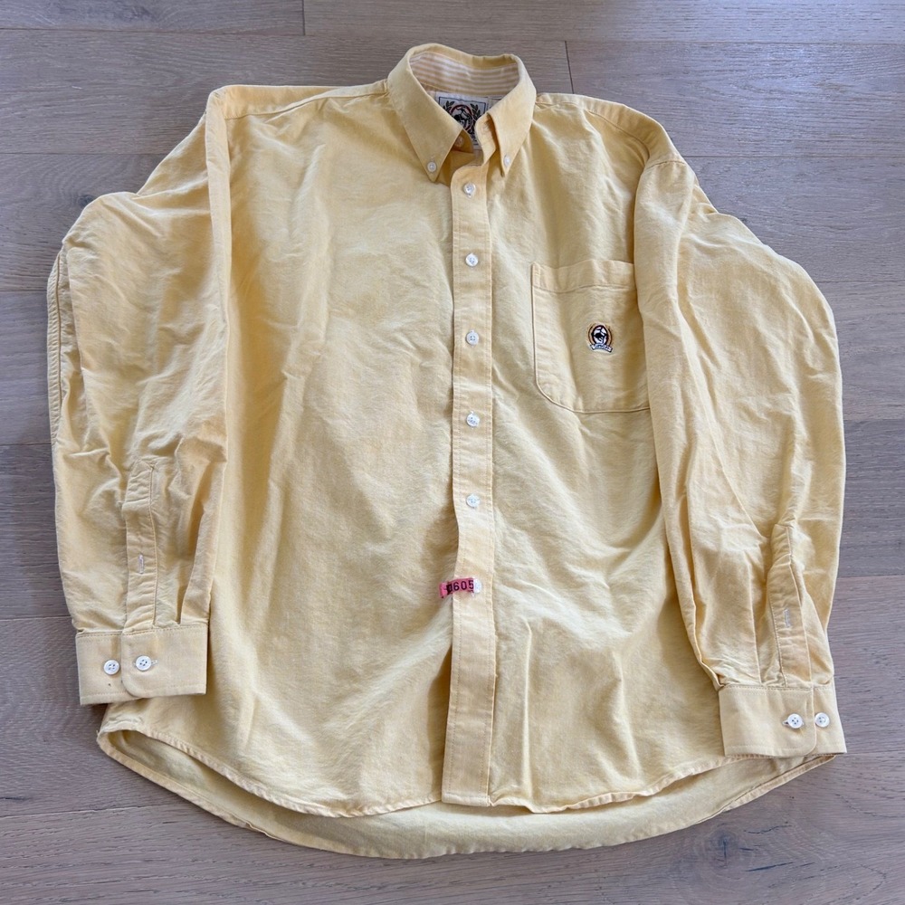 Cinch Mens Yellow Cotton Oxford Long Sleeve Button Down Western Shirt Size M